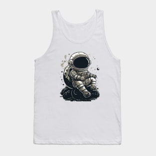 Cute Astronaut Sitting On Moon Tank Top